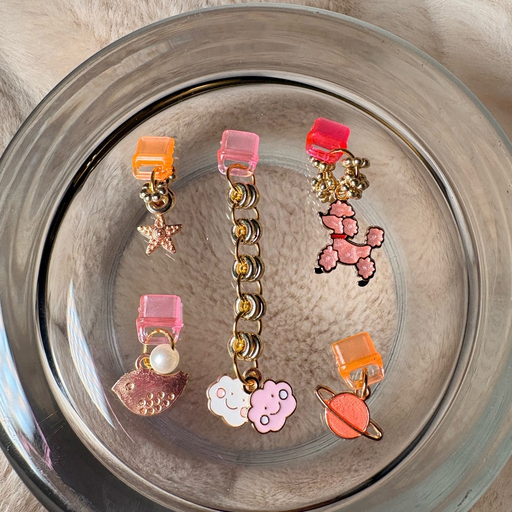 Pink & Orange USB-C Dust Plug Charms for IPhone, IPad, Kindle and more!